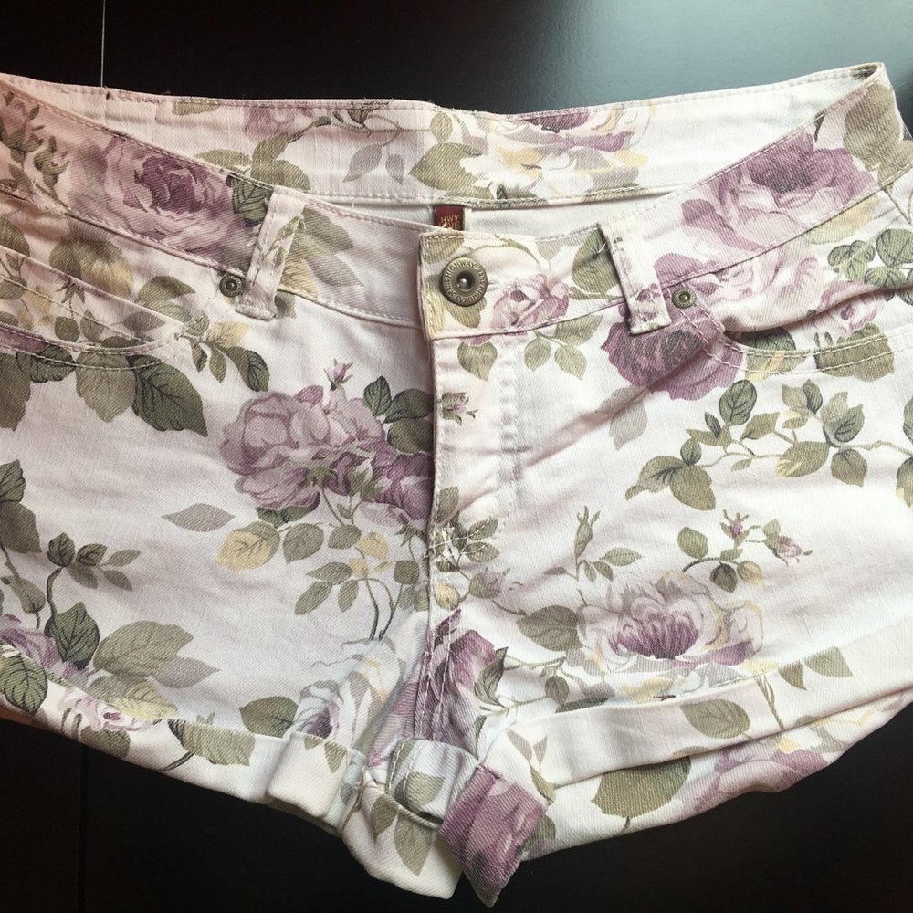 Floral Denim Shorts